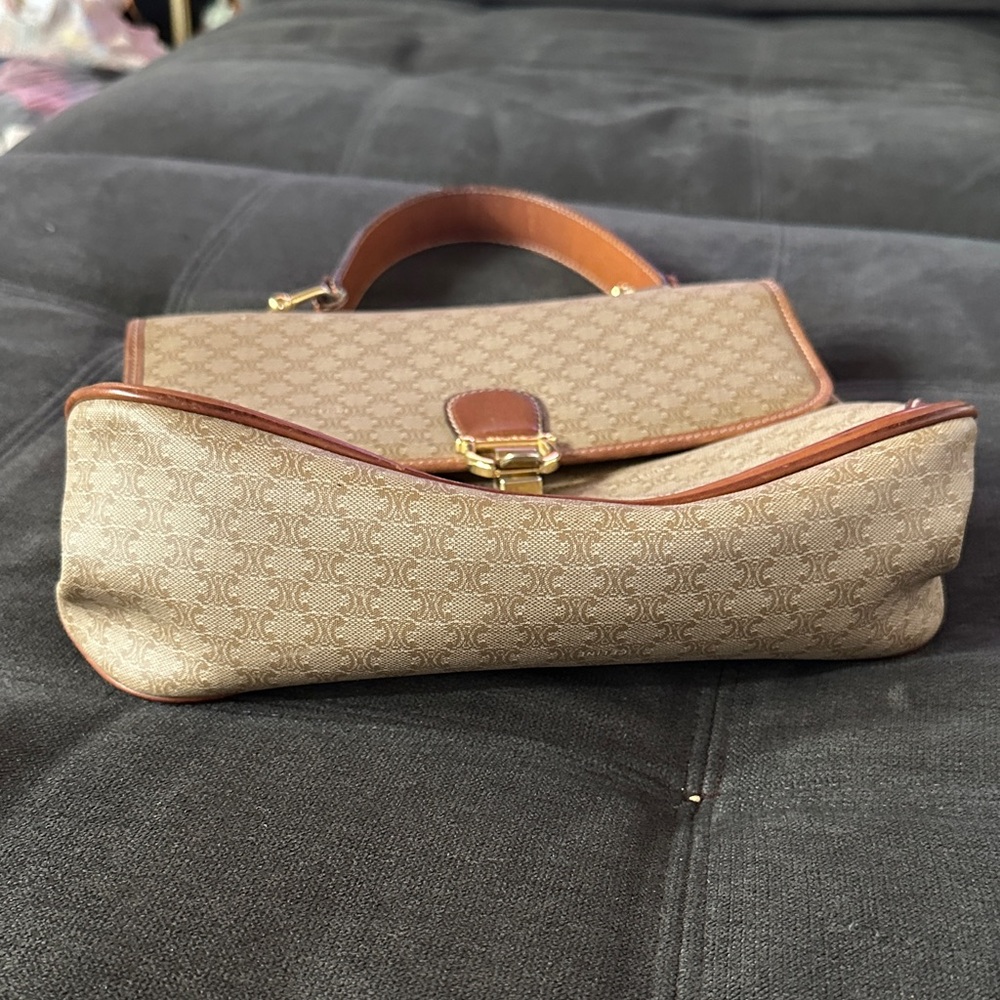 Vintage Celine Beige Canvas and Brown Leather Satchel - Picture 4 of 15